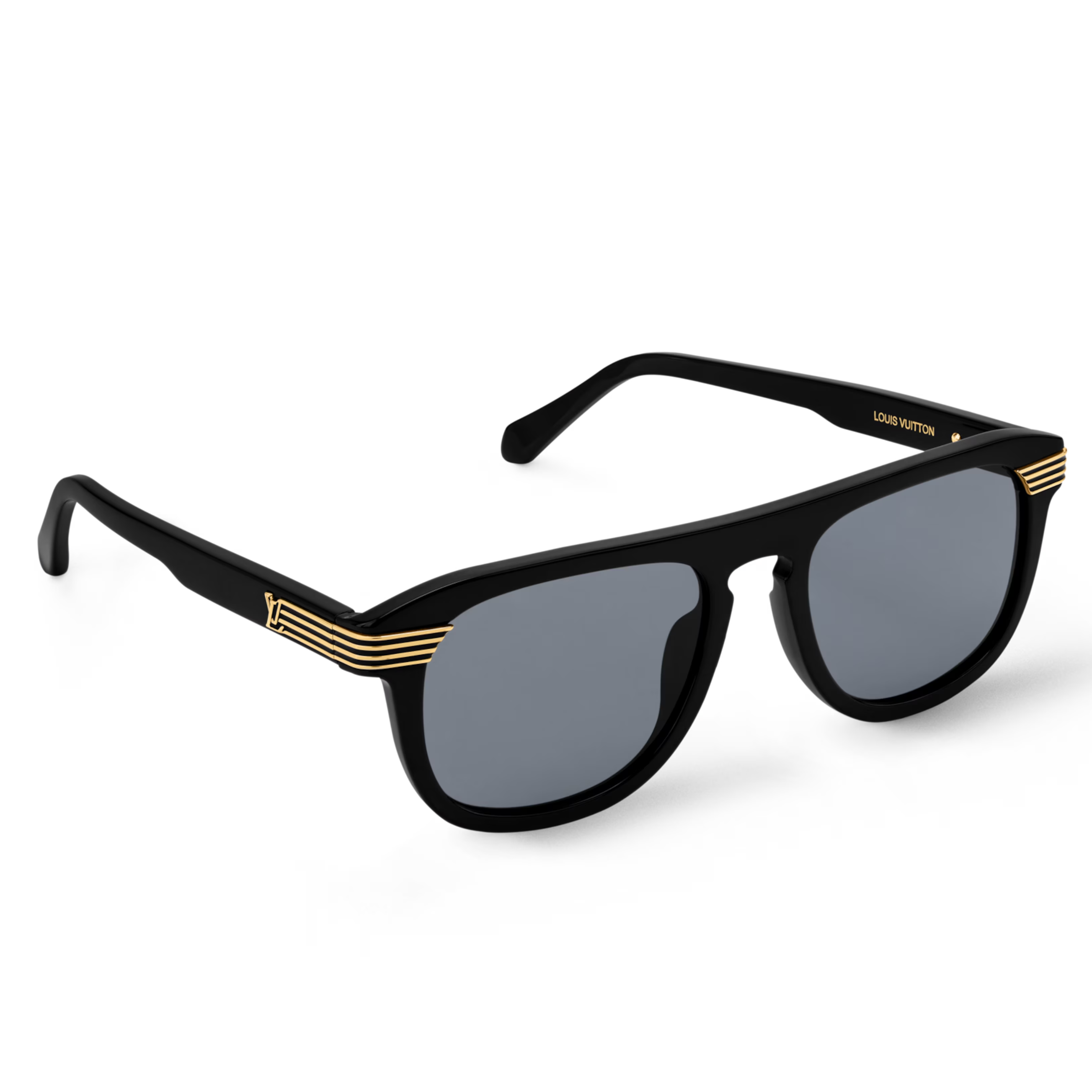 Louis Vuitton Men Round Sqaure Frame Deep Black Sunglasses