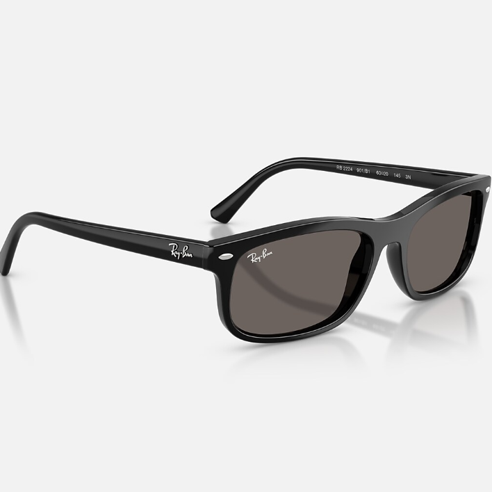 Ray Ban Men Rectangle Frame Smoky Black Sunglasses