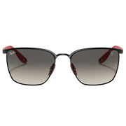 Ray Ban Men Square Frame Shiny Dark Black Sunglasses