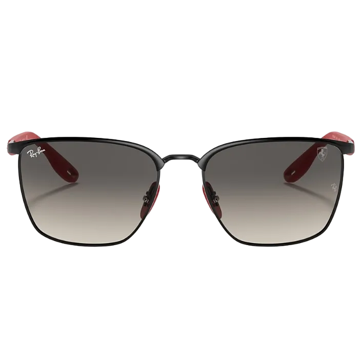 Ray Ban Men Square Frame Shiny Dark Black Sunglasses