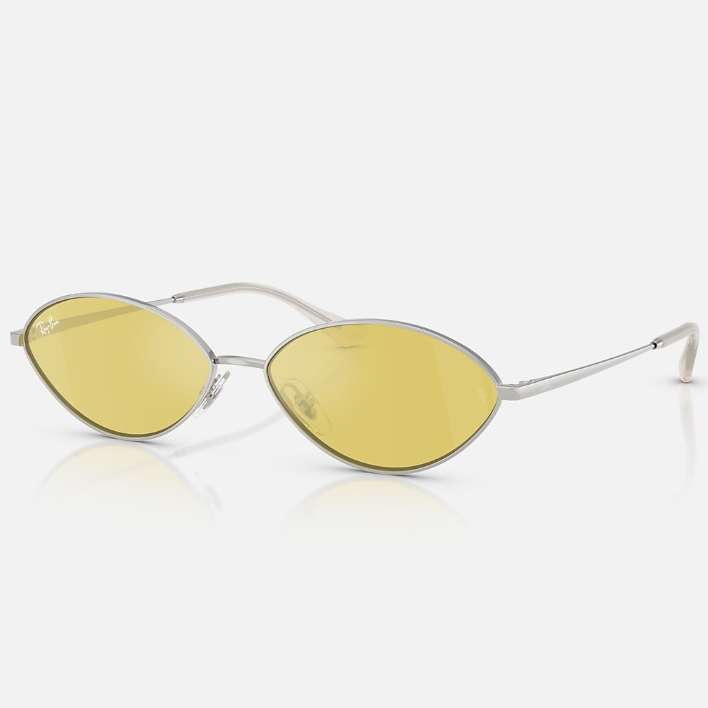 Ray Ban Men Oval Frame Shiny Royal Silver Sunglasses