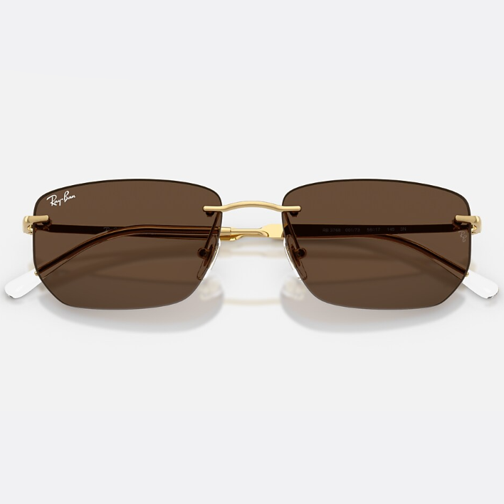 Ray Ban Men Irregular Frame Shiny Arista Gold Sunglasses