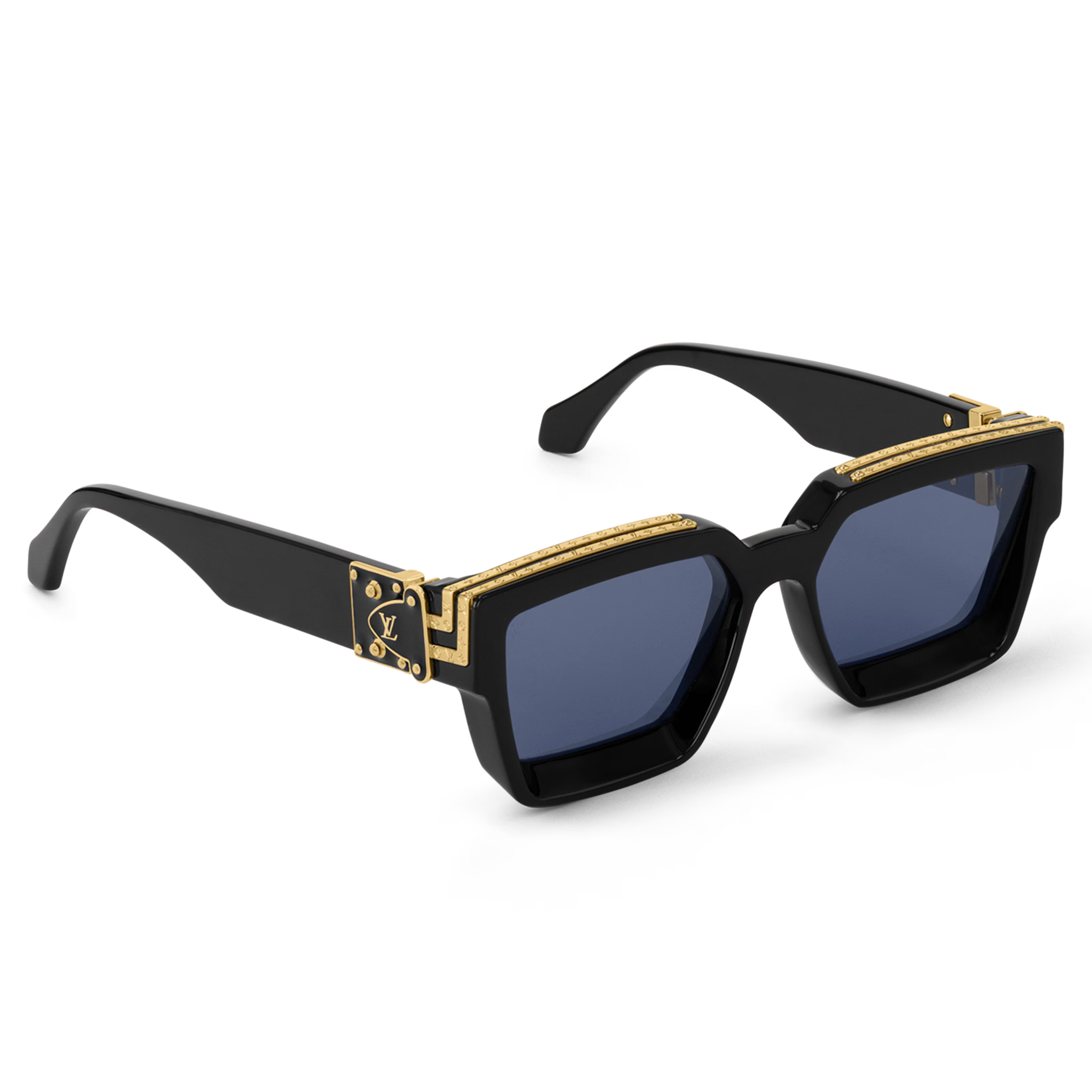 Louis Vuitton Men Square Frame Shiny Crow Black Sunglasses