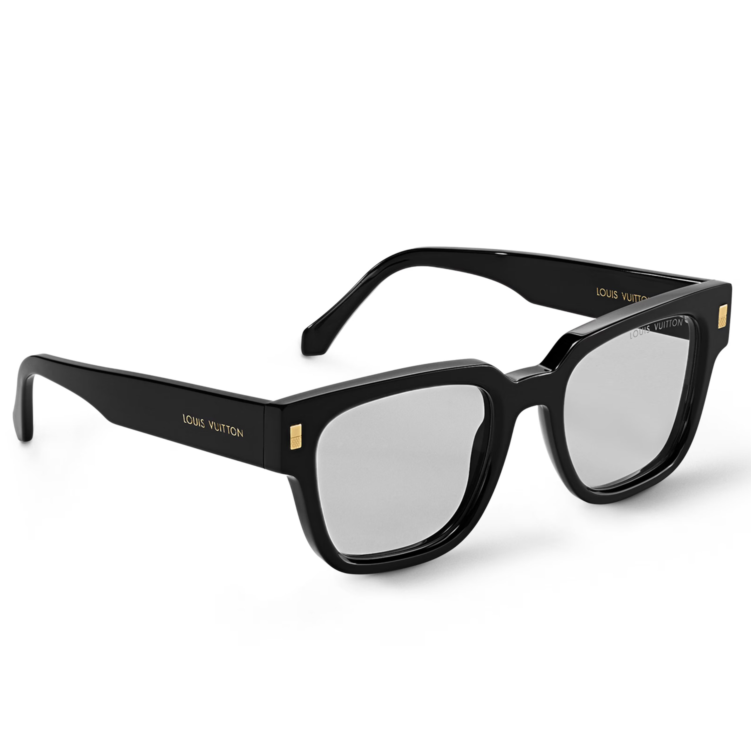 Louis Vuitton Men Sqaure Frame Shiny Ink Black Sunglasses