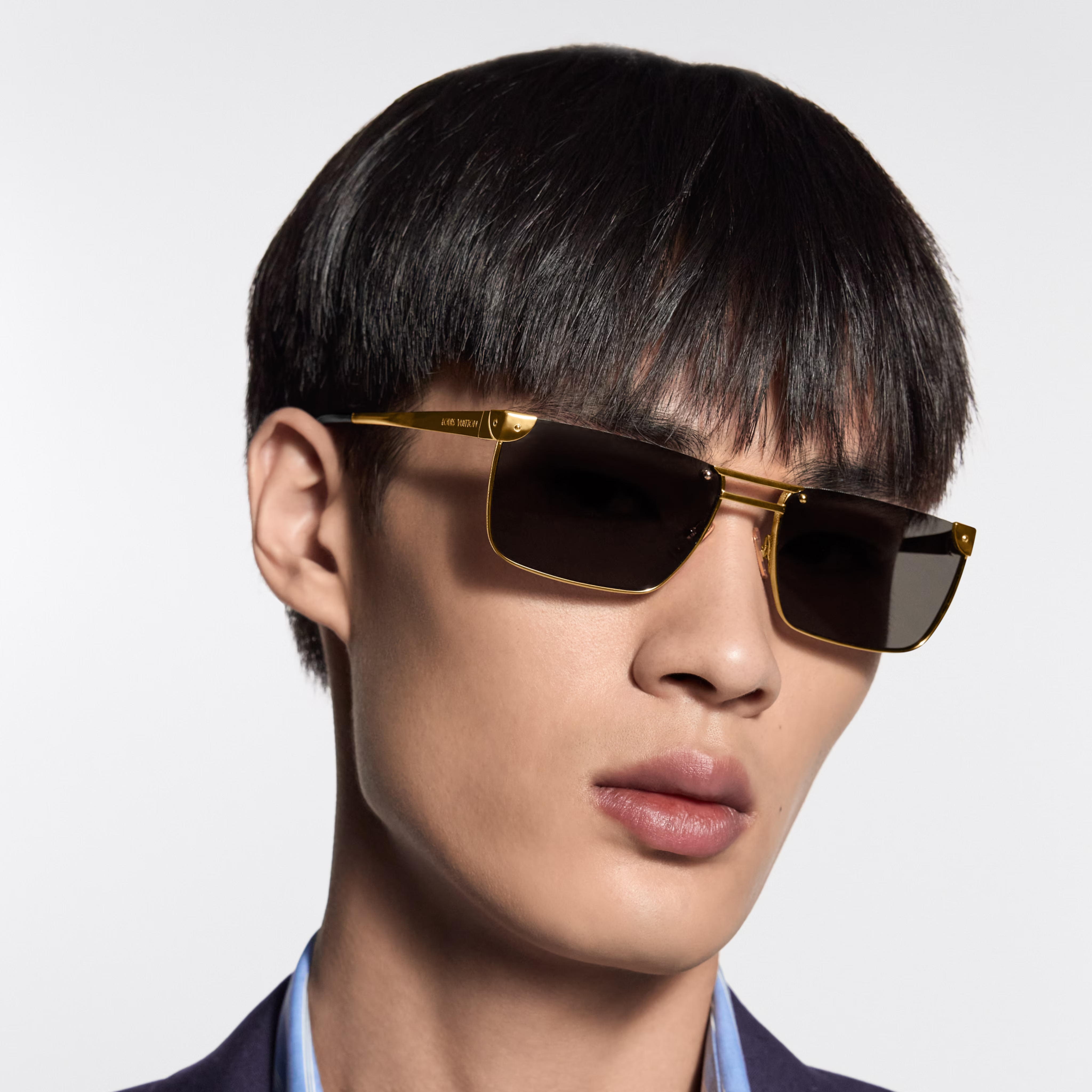 Louis Vuitton Men Square Frame Gold Sunglasses