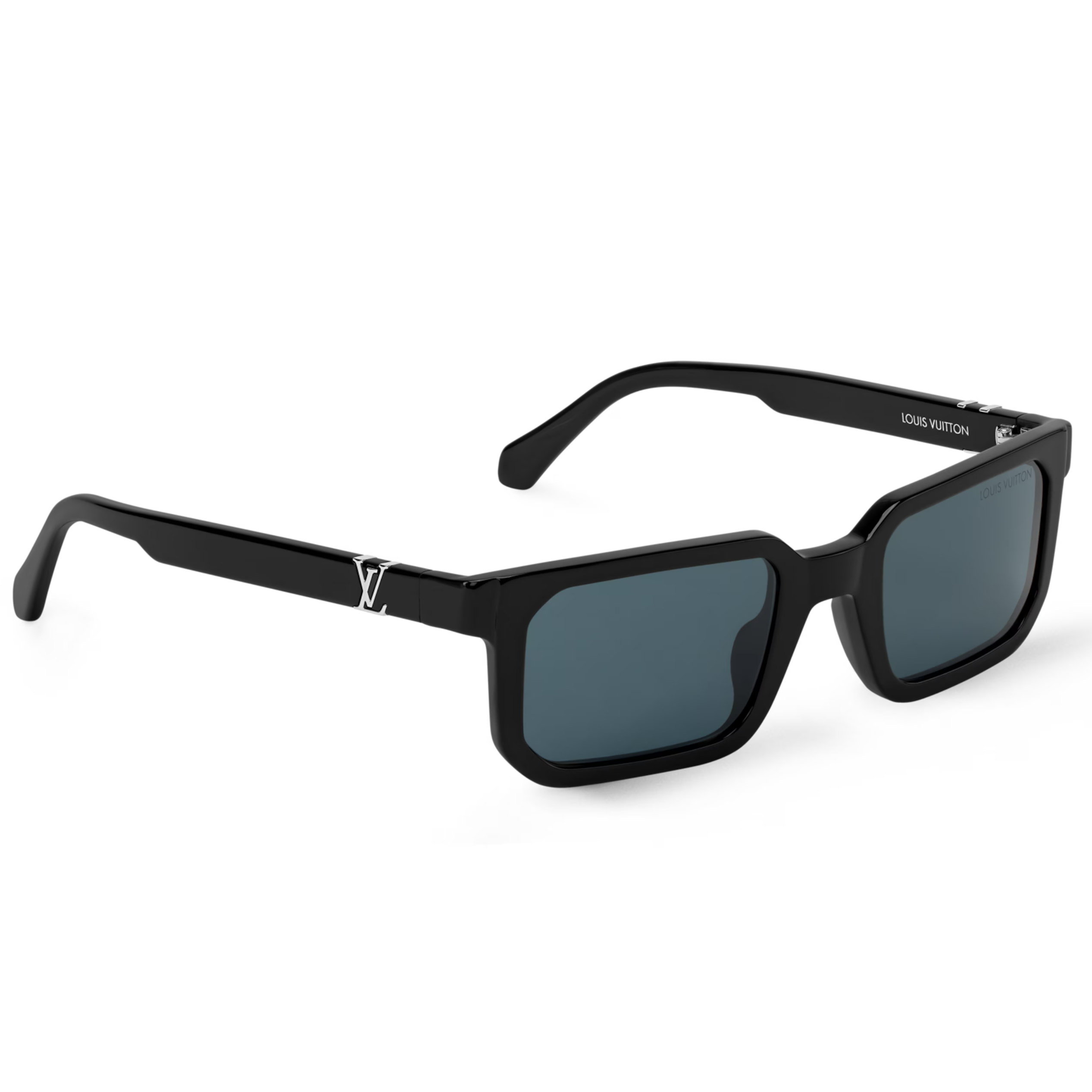 Louis Vuitton Men Square Frame Shiny Soft Black Sunglasses