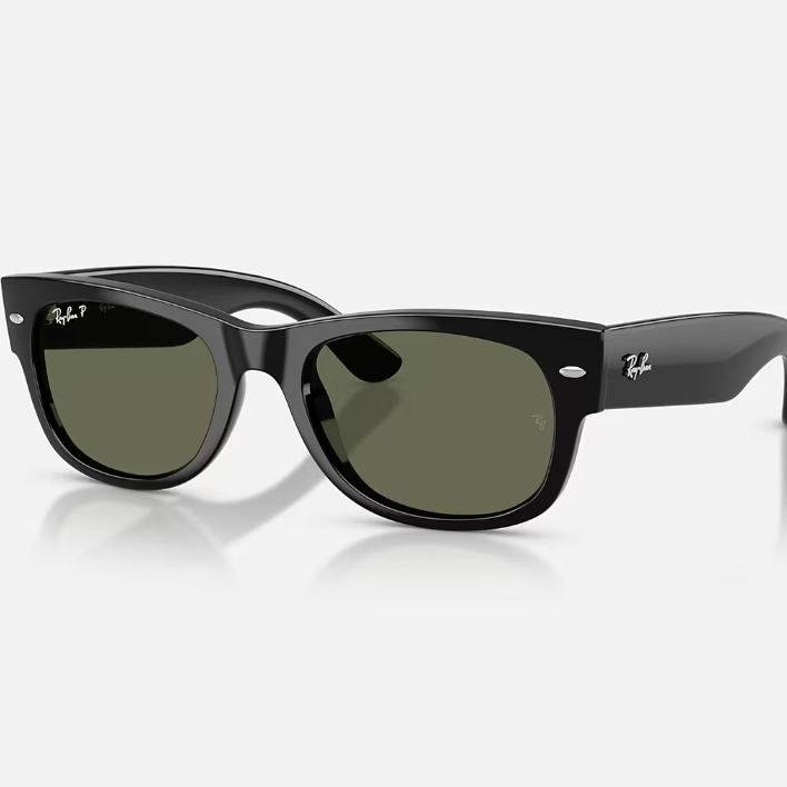 Ray Ban Men Square Frame Shiny Matt Black Sunglasses