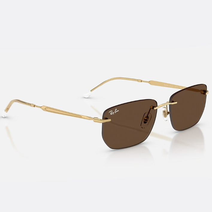 Ray Ban Men Irregular Frame Shiny Arista Gold Sunglasses