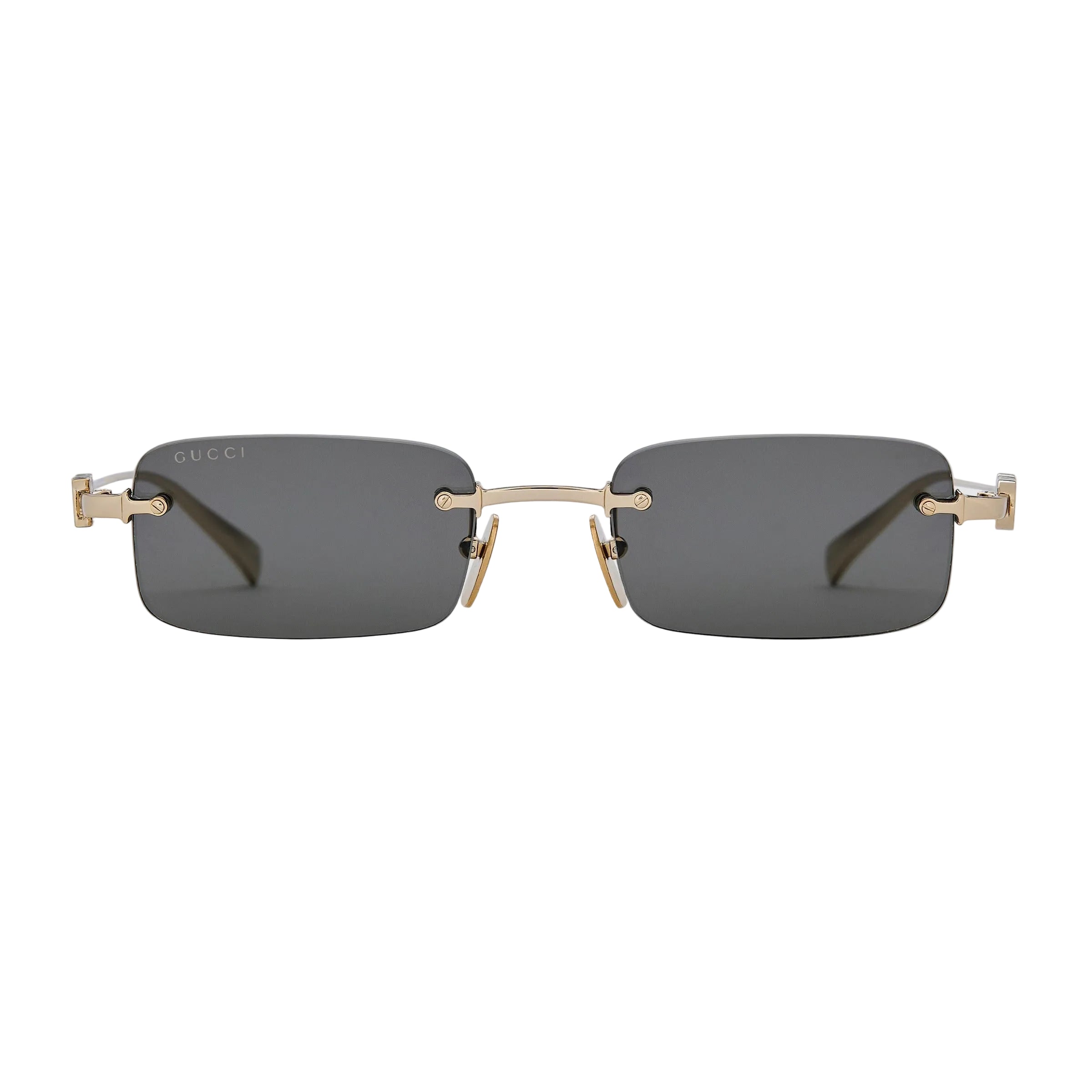 Gucci Men Rectangular Frameless  Gold Sunglasses