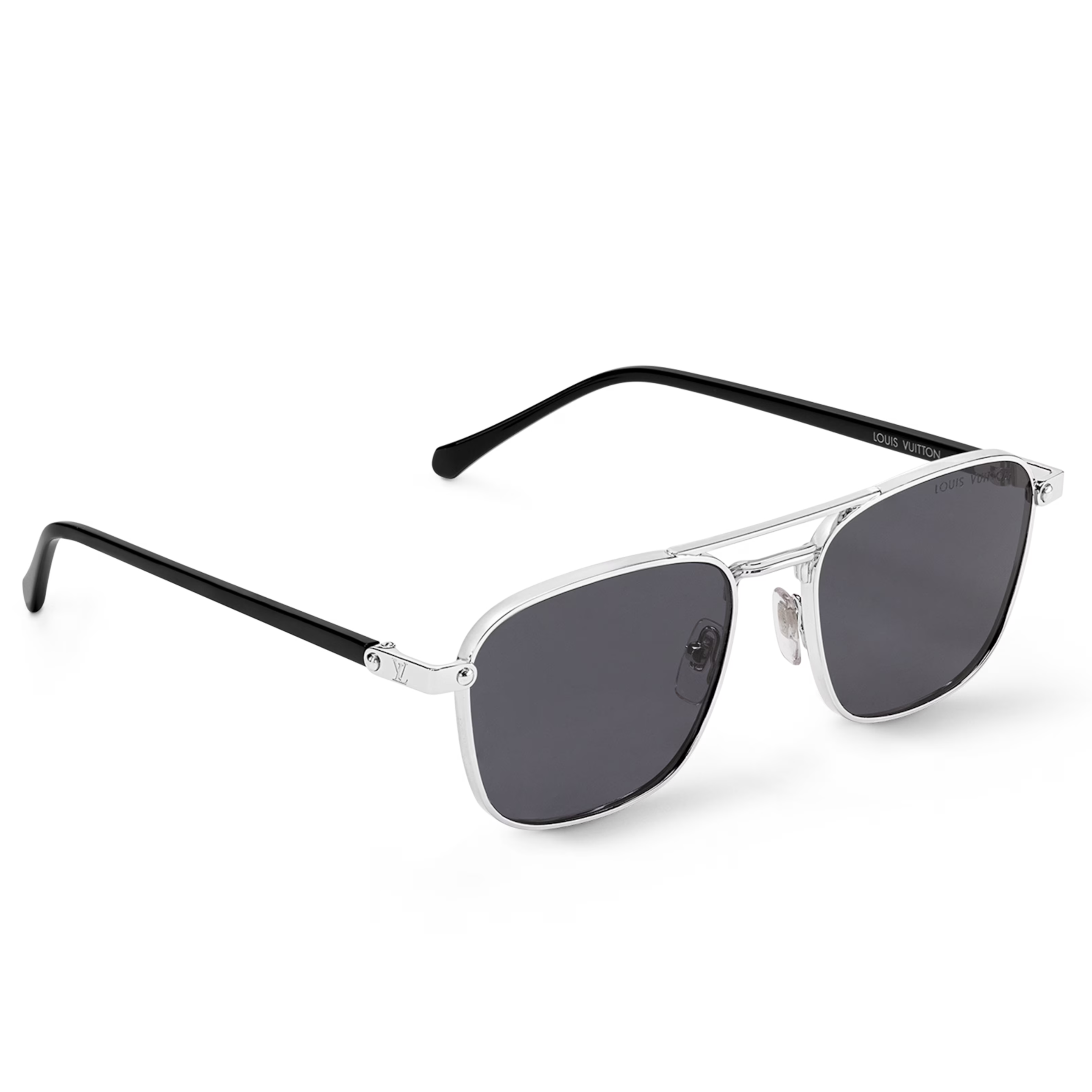 Louis Vuitton Men Sqaure Frame Shiny Silver Sunglasses