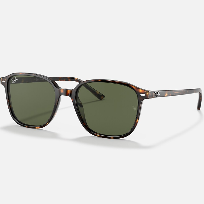 Ray Ban Men Square Frame Shiny Polished Tortoise Sunglasses