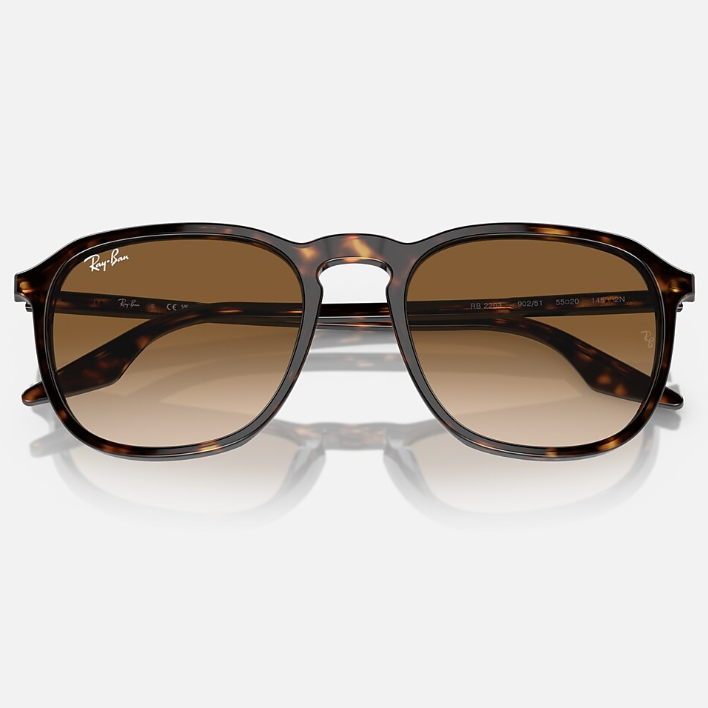 Ray Ban Men Square Frame Shiny Polished Dark Havana Sunglasse