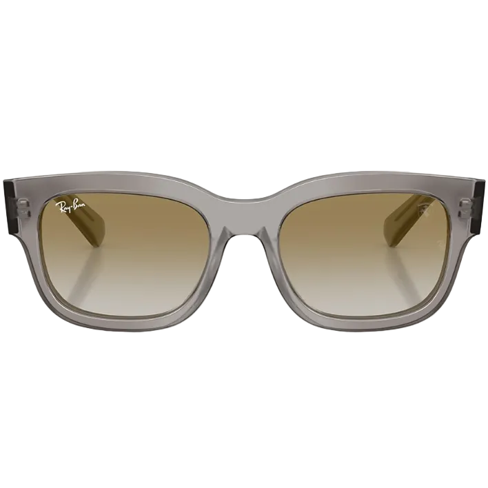 Ray Ban Men Square Frame Shiny Transparent Grey  Sunglasses