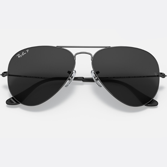 Ray Ban Women Pilot Frame Shiny Deep Black Sunglasses