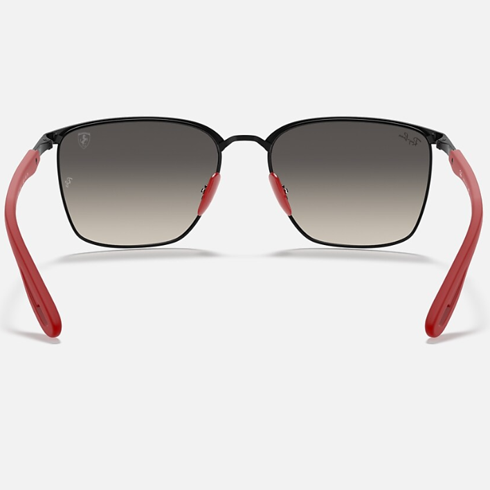 Ray Ban Men Square Frame Shiny Dark Black Sunglasses