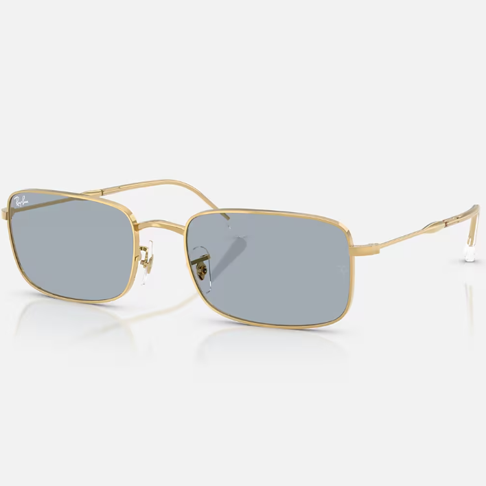 Ray Ban Women Rectangle Frame Polished Arista Gold Sunglasses