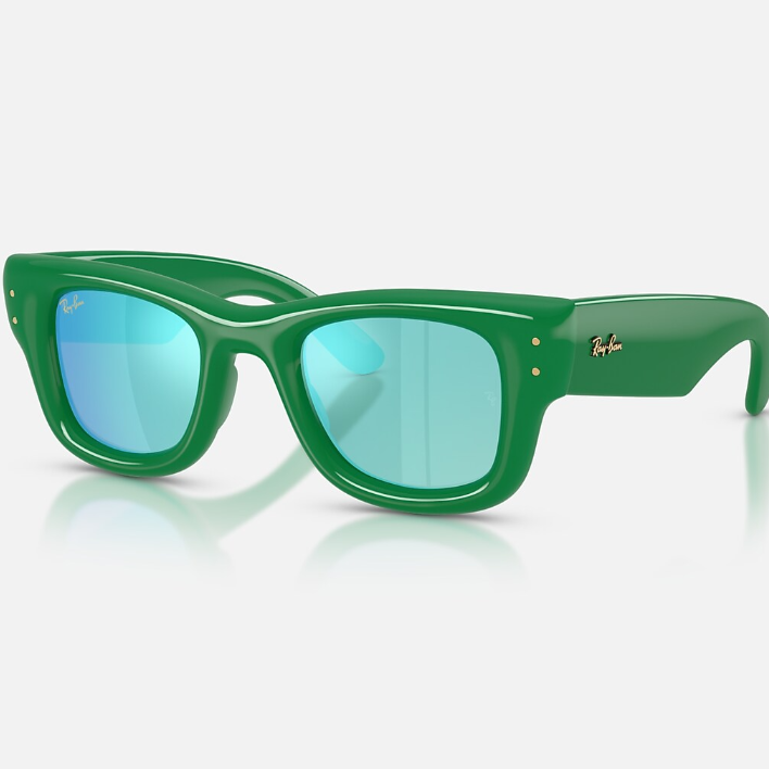Ray Ban Men Square Frame Polished Green Sunglasses