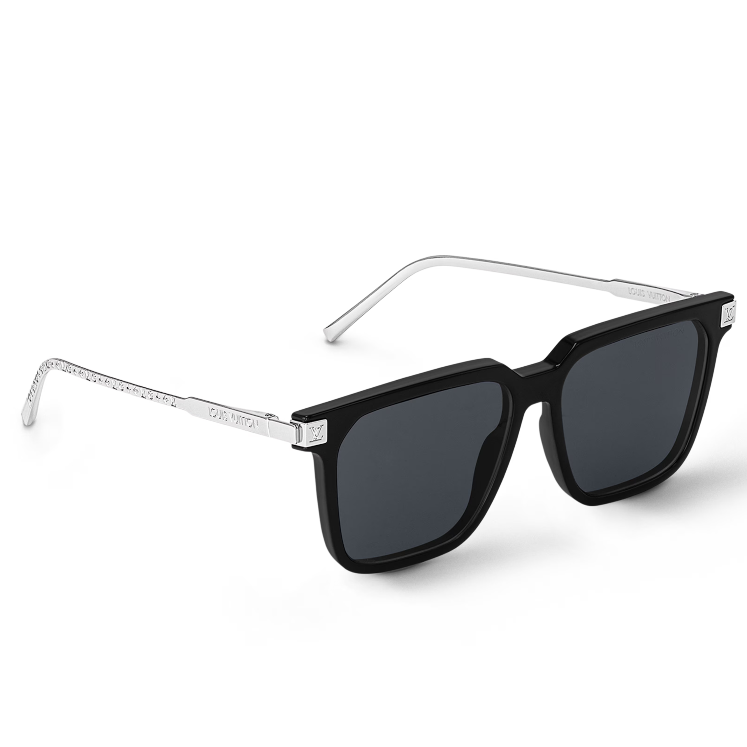 Louis Vuitton Men Sqaure Frame Shiny Soft Black Sunglasses