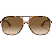 Ray Ban Men Square Frame Polished Transparent Brown Sunglasses