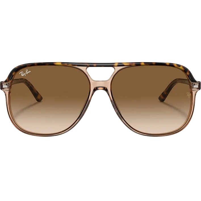 Ray Ban Men Square Frame Polished Transparent Brown Sunglasses
