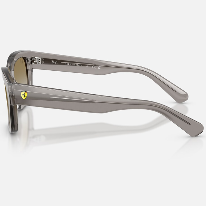 Ray Ban Men Square Frame Shiny Transparent Grey  Sunglasses