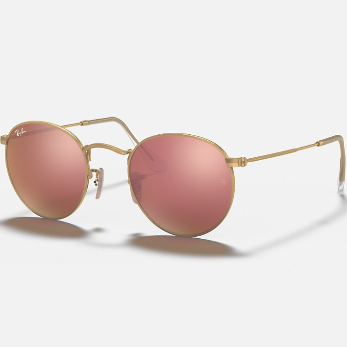 Ray Ban Men Round Frame Matte Gold Sunglasses