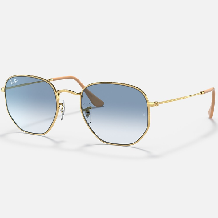 Ray Ban Men Irregular Frame Shiny Dusty Gold Sunglasses