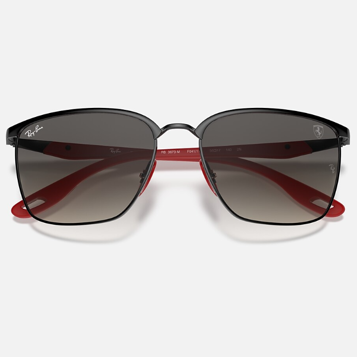 Ray Ban Men Square Frame Shiny Dark Black Sunglasses