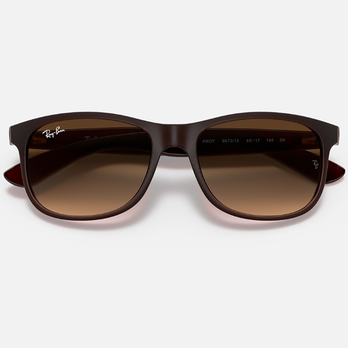 Ray Ban Men Square Frame Matte Brown Sunglasses