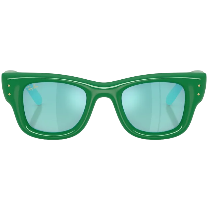Ray Ban Men Square Frame Polished Green Sunglasses