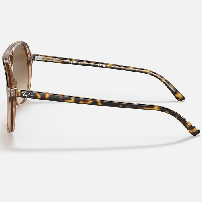 Ray Ban Men Square Frame Polished Transparent Brown Sunglasses