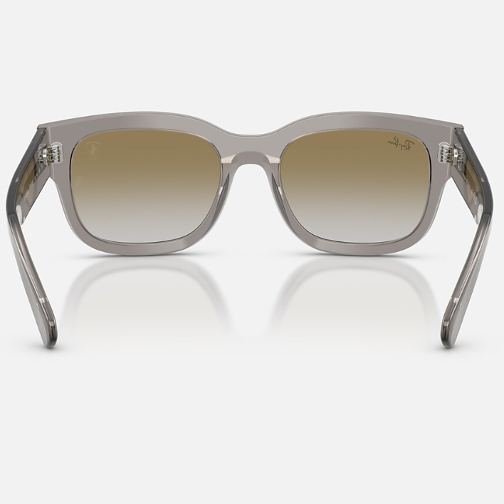 Ray Ban Men Square Frame Shiny Transparent Grey  Sunglasses