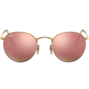 Ray Ban Men Round Frame Matte Gold Sunglasses