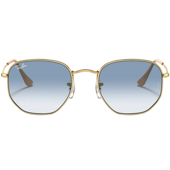 Ray Ban Men Irregular Frame Shiny Dusty Gold Sunglasses