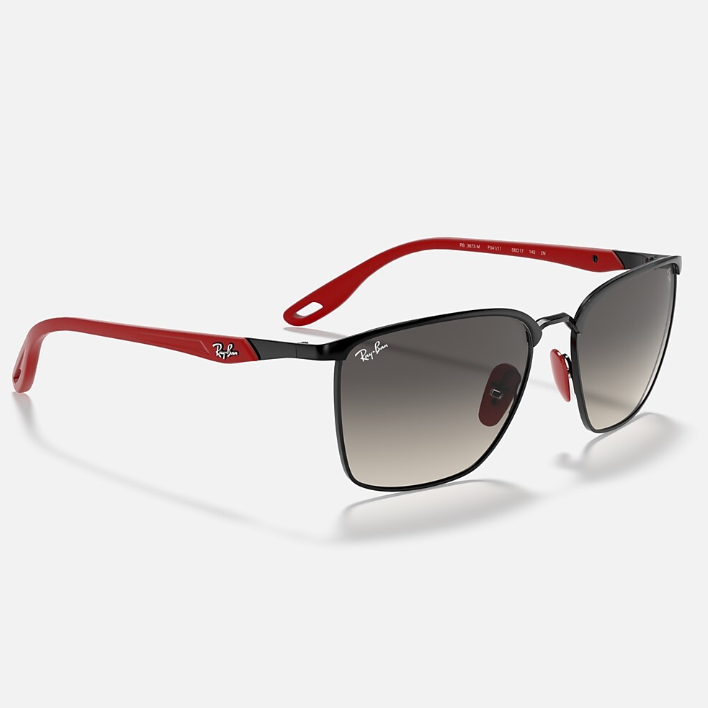 Ray Ban Men Square Frame Shiny Dark Black Sunglasses