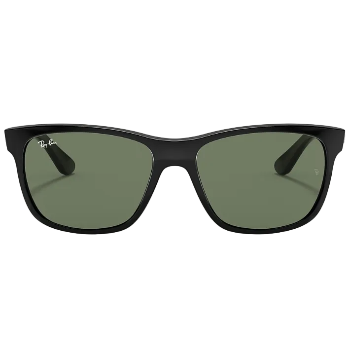 Ray Ban Men Square Frame Shiny Matte Rubber Black Sunglasses