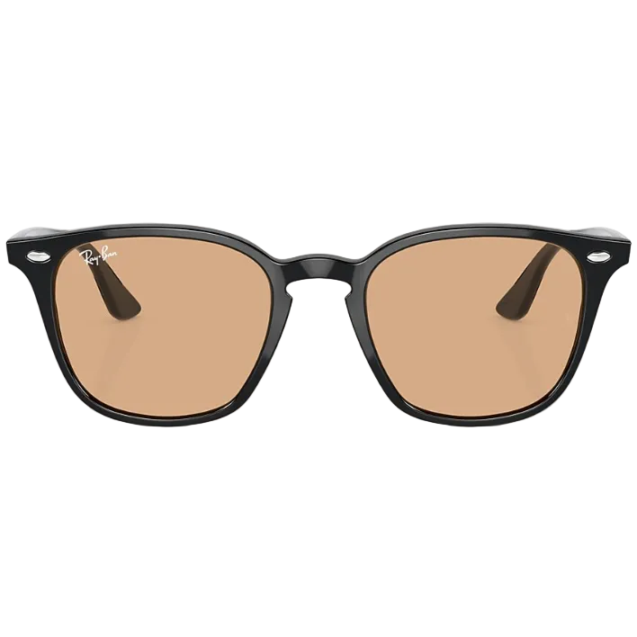 Ray Ban Men Square Frame Shiny Coal Black Sunglasses