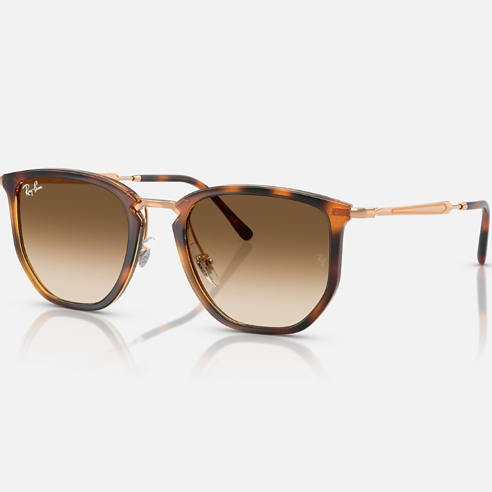 Ray Ban Men Irregular Frame Polished Transparent Orange Sunglasses
