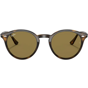 Ray Ban Men Round Frame Polished Light Havana Sunglasses