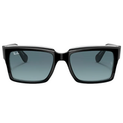 Ray Ban Men Rectangle Frame Polished Black On Transparent Sunglasses