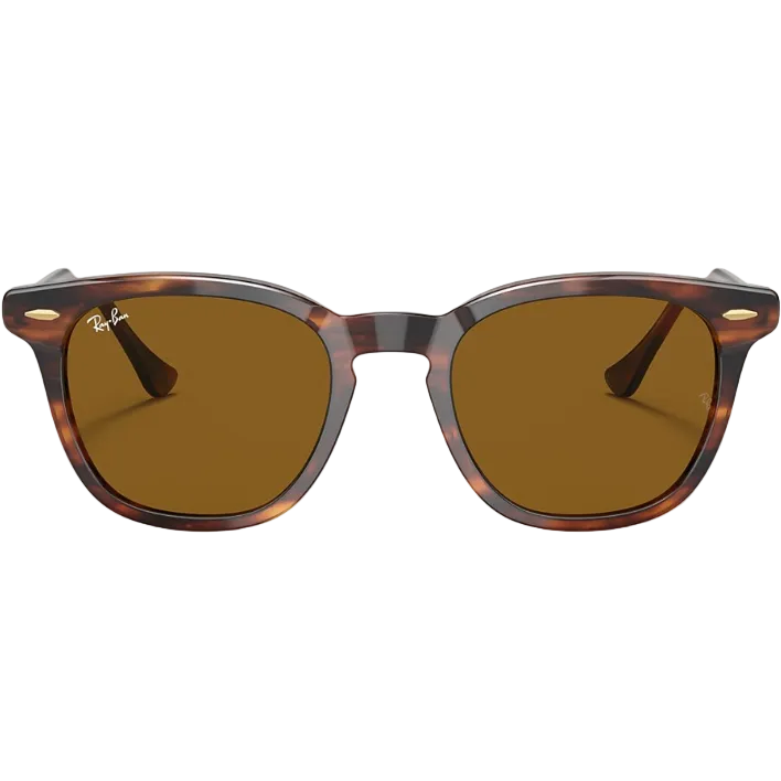 Ray Ban Men Square Frame Polished Striped Havana Sunglasses