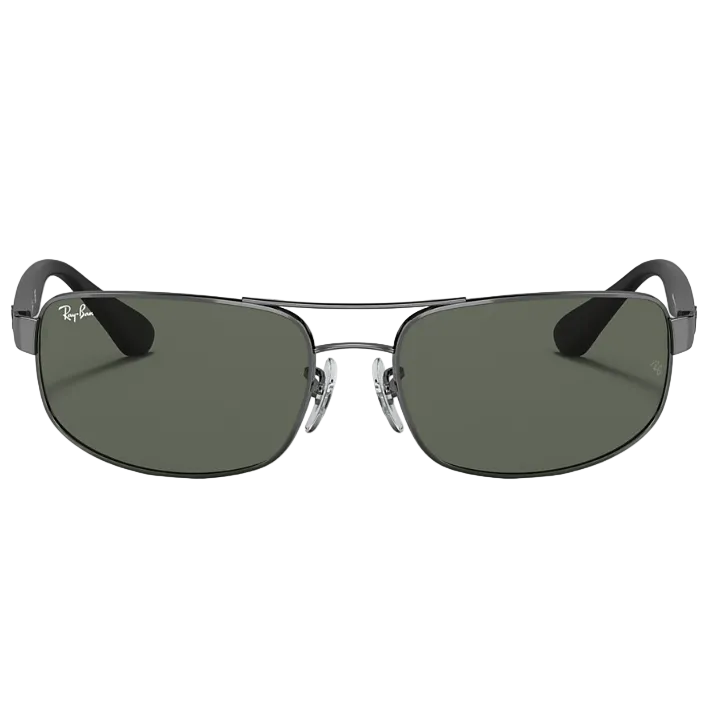 Ray Ban Men Rectangle Frame Polished Gunmetal Sunglasses
