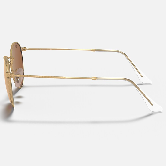 Ray Ban Men Round Frame Matte Gold Sunglasses