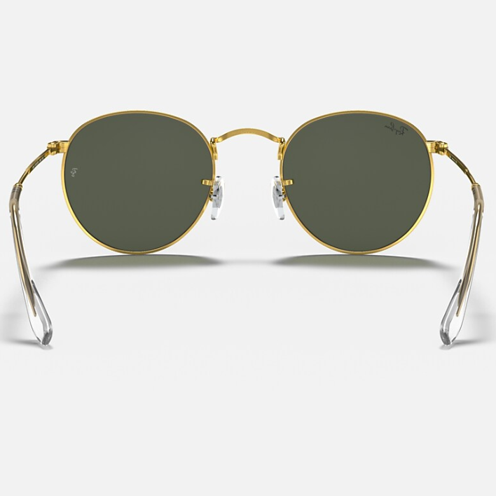 Ray Ban Men Round Frame Shiny Polished Gold Sunglasse