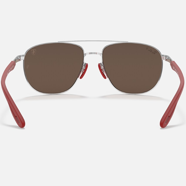 Ray Ban Men Square Frame Shiny Light Silver Sunglasses
