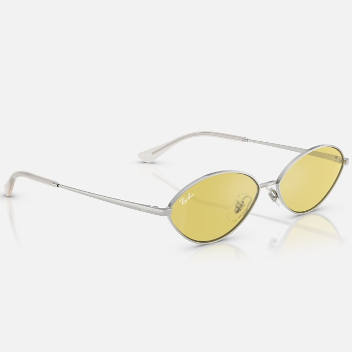 Ray Ban Men Oval Frame Shiny Royal Silver Sunglasses