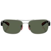 Ray Ban Men Square Frame Shiny Matte Silver Sunglasses