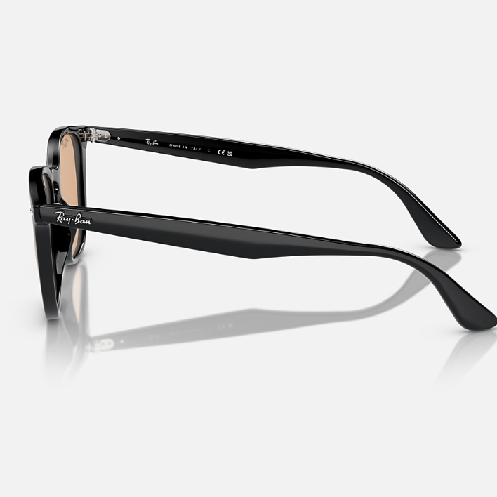 Ray Ban Men Square Frame Shiny Coal Black Sunglasses