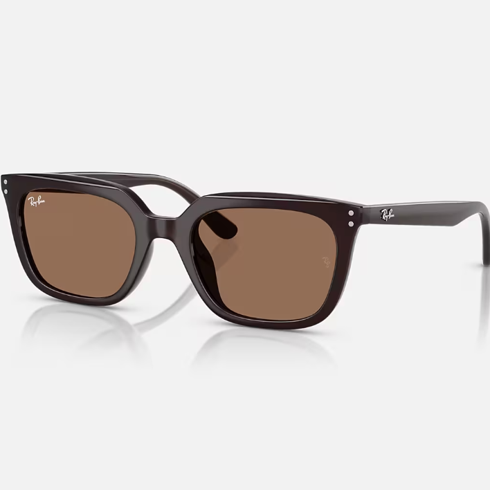 Ray Ban Women Square Frame Polished Opal Brown Sunglasses