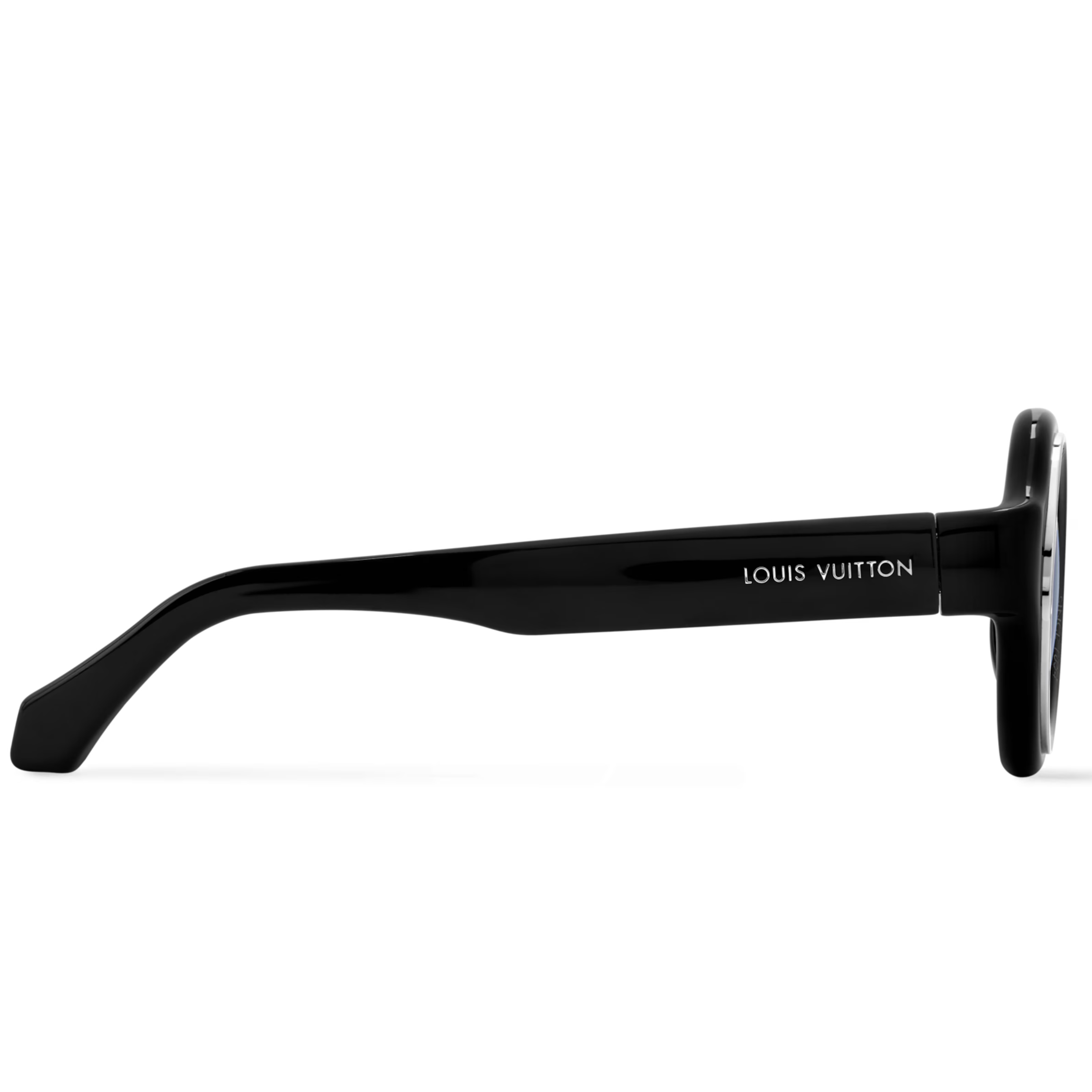 Louis Vuitton Men Round Frame Shiny Black Sunglasses